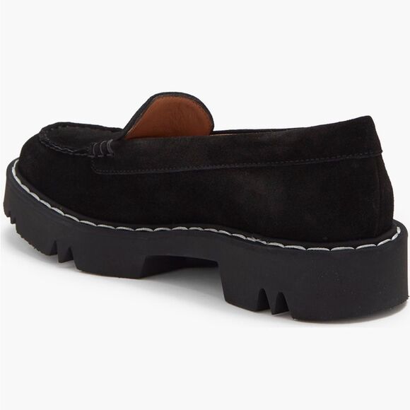 Aquatalia Honora Suede Leather Loafers Black 7 NWOB - Picture 3 of 11